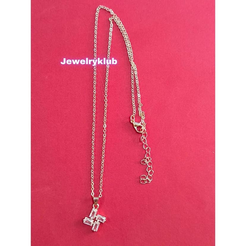 Jewelryklub AD Cubic Zirconia Pendant Necklace Chain For Women Girls Anti Tarnish Stainless Steel Rose Gold Design 6 view 4