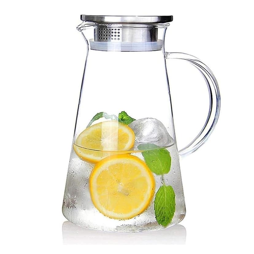 Lining Glass Water jug | 1.5 Littre | Water/Juice Pitcher Carafe with Handle and Lid | Perfect for Drinking Beverages, Serving Kitchen and Dining/Tableware-Milk, Juice, Water