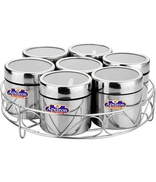 APEIRON masala dabba big 7 Steel Spice Container Set of 7 400 mL