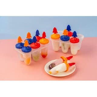 Set of 6 Plastic Reusable Rocket ice Pop Makers, Homemade Popsicle/Frozen Ice Cream/Kulfi Candy for Children Adults