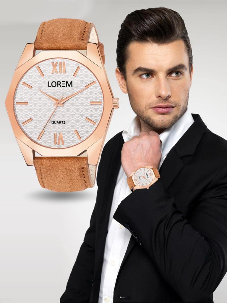 LOREM 3D Embossed Dial Analog Watch for Men view 6