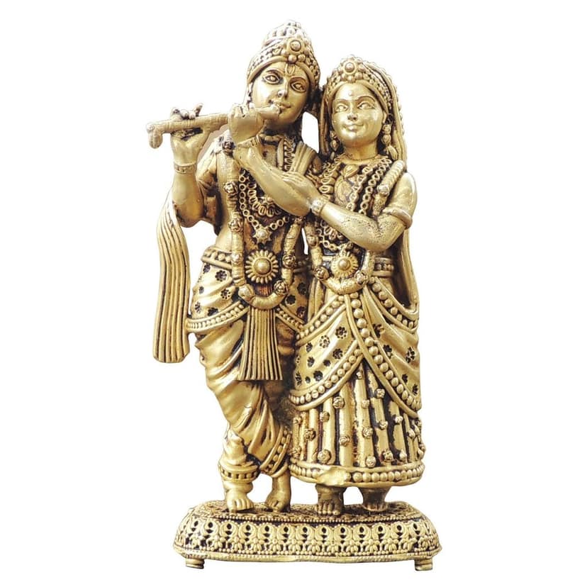 Brass Radha Krishna Pair Statue - Religious Decor Showpiece, Height : 5.6 Inch (BSMAS1733 F) view 2