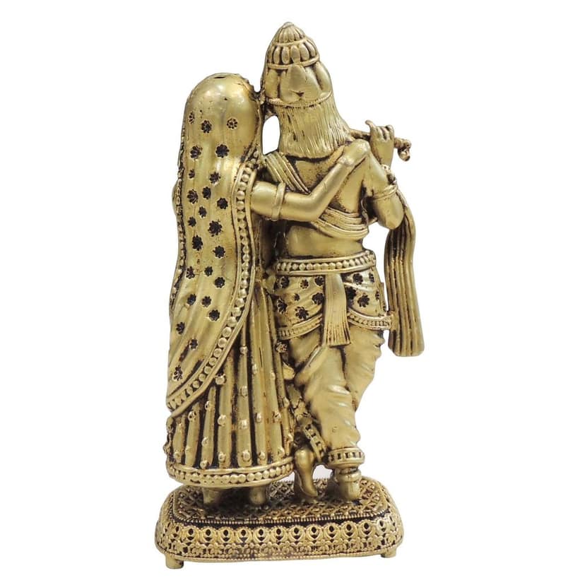 Brass Radha Krishna Pair Statue - Religious Decor Showpiece, Height : 5.6 Inch (BSMAS1733 F) view 3