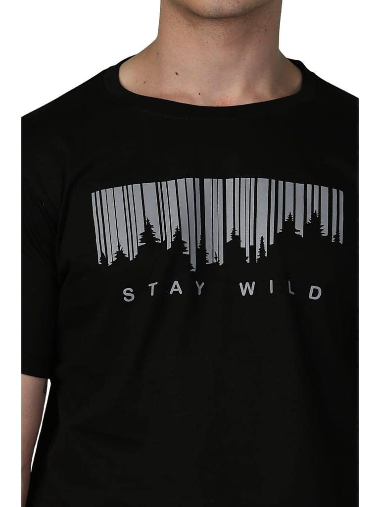 Cotton Black Stay Wild T-Shirt view 4