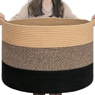 Generic Cotton Pack Of_1 Mix 16x14 Inch Storage Basket For Clothes With Out Lid (Multicolor)-PID66443