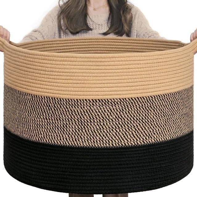 Generic Cotton Pack Of_1 Mix 16x14 Inch Storage Basket For Clothes With Out Lid (Multicolor)-PID66443
