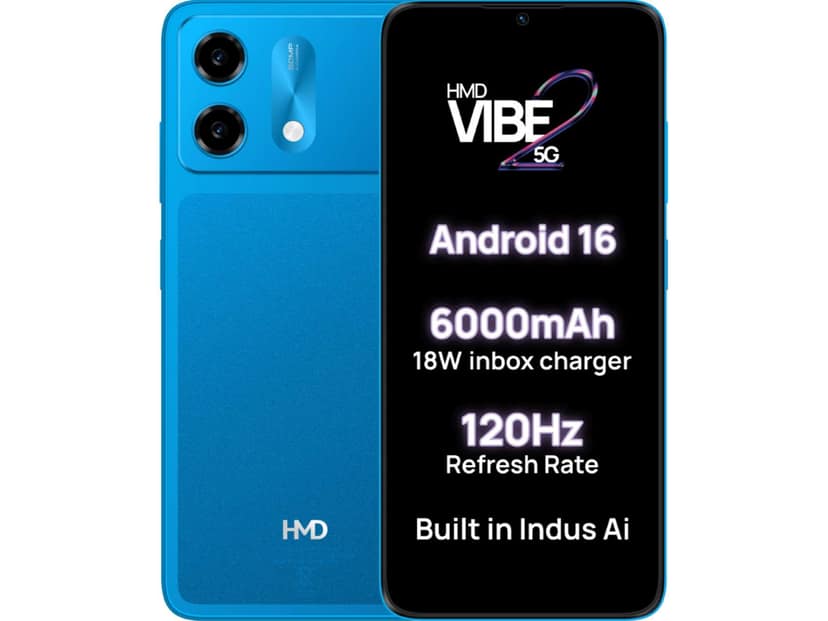 HMD Vibe 2 5G Smartphone, 6GB RAM, 128GB Storage - Nordic Blue