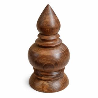 Unpolished Wooden Kalasam (Medium) | 4 Inch Height � 2 Inch Base | Wood Teak Pooja Top Kalasam for Temple & Home | Traditional Hindu Pooja Decoration