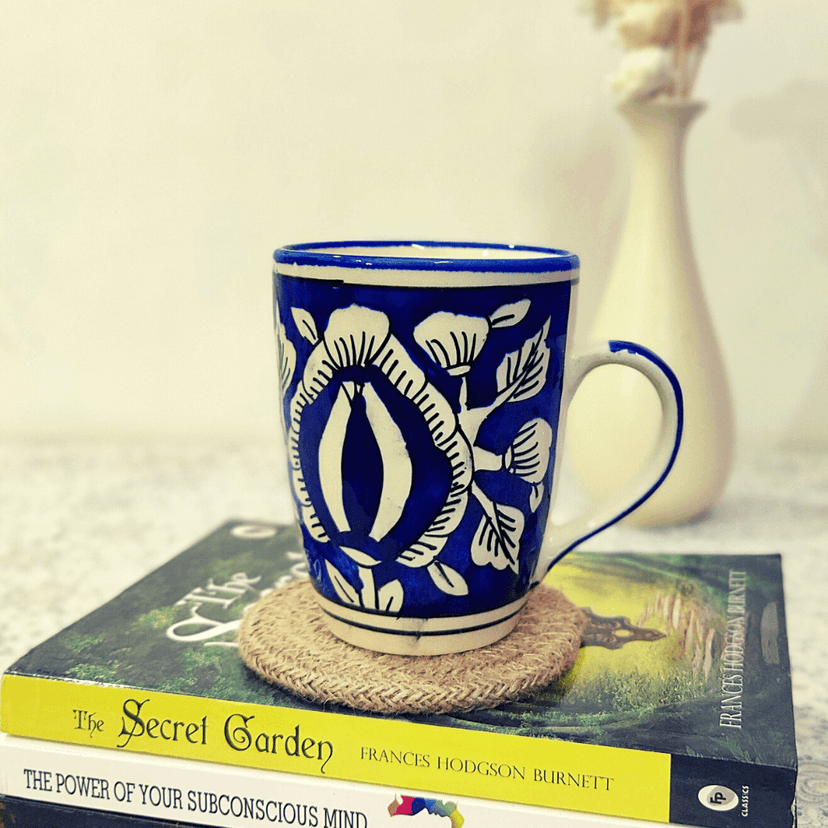 Homefrills Ceramic Hand Crafted-Hand Painted Mughal Art Design Ceramic Coffee Mug (Blue) Suitable for Coffee, Tea, Juice, Cappuccino, etc. (250ml) Set of 1 view 2