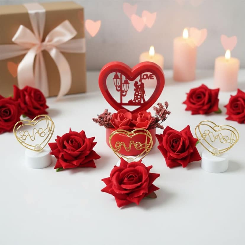 Romantic Heart Love Decorative Gift Set – Elegant Rose & Candle Decor view 3