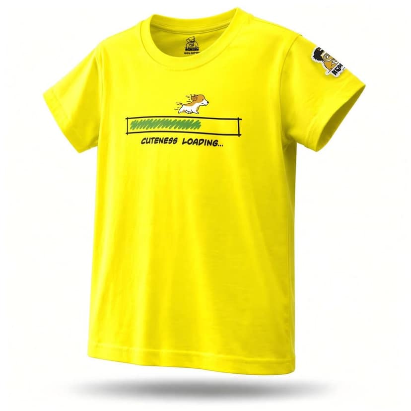 KUCHU Unisex T-Shirt | Cuteness Loading Print | 6–7 Years | Cotton Modal Fabric | Soft Feel | Breathable | Digitally Printed | Vibrant Colour Yellow view 2