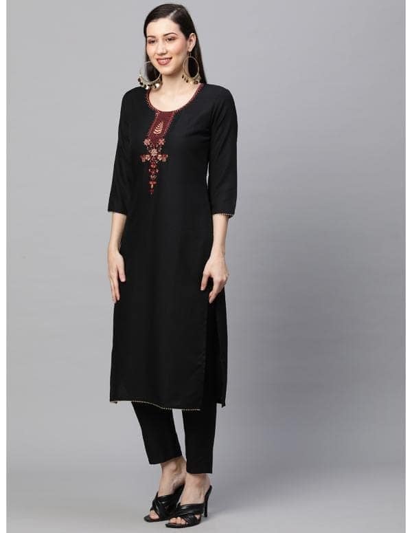 Buy & Try Rayon Kurta Pant Set with Dupatta | Kurti Set with Embrodry Work for Wedding, Party & Festival. view 4