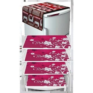 REVEXO Polyester Floral Pattern Fridge Covers
