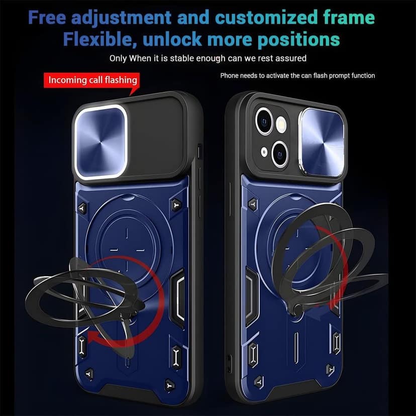 LIRAMARK Back Cover Case Compatible with iPhone 15 Plus (6.7 inch) with Stand & Slider Camera Military Grade Drop Protection view 5