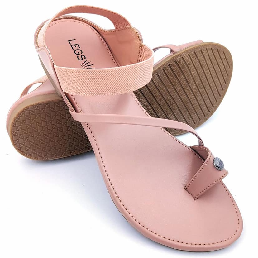 LEGS GO Peach Round Ankle Straps Sandals for women, Casual and Ethnic Wear Women Sandals | Casual & Formal Sandals view 3