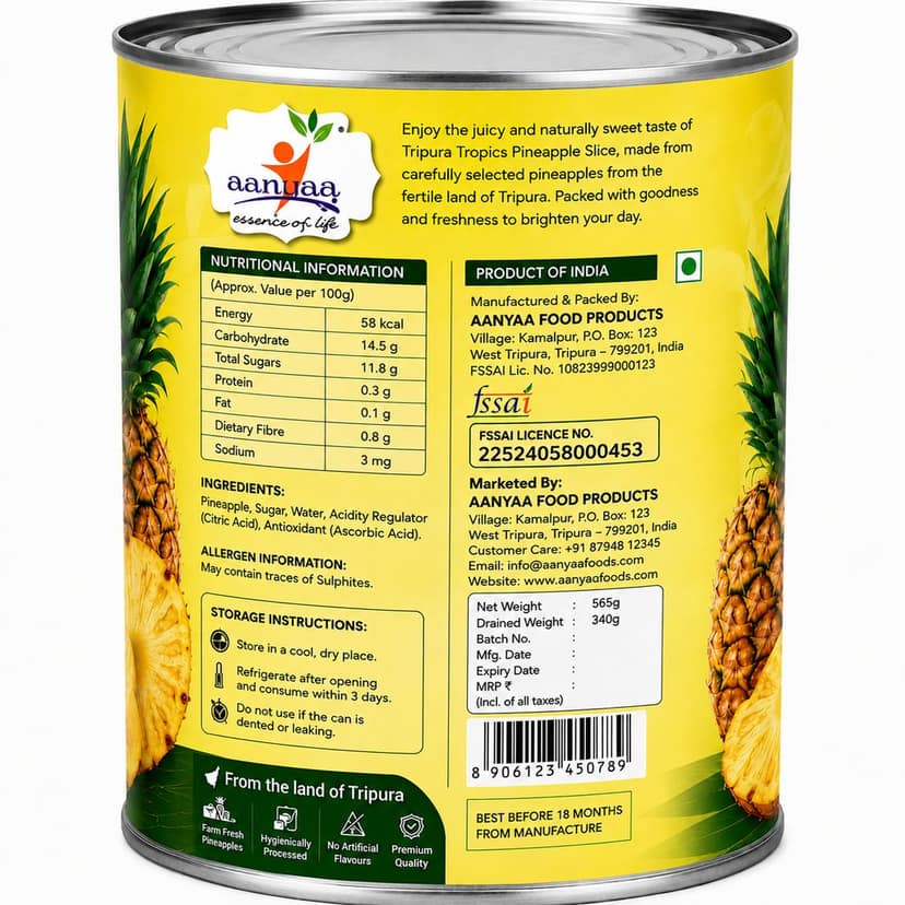 Tripura Tropics Pineapple Slice 565g view 4