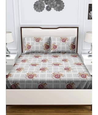 Bella Casa Cotton Double Bedsheet ( Multicolor )