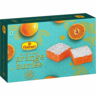 Haldiram's Orange Burfee Packed Sweets - 250 Gm - Pack of 48