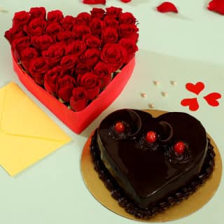 Heart Shaped Roses Arrangement