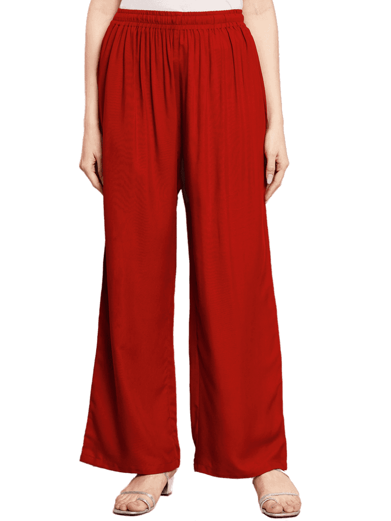 Soft Colors Regular Fit Pocket Palazzo (Maroon) view 8