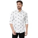 Mufti White & Black Graphic Check Slim Fit Casual Shirt