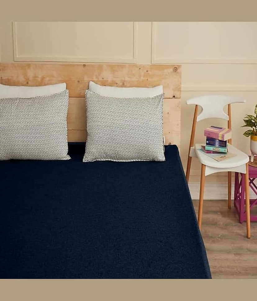 Luxurious homes - Cotton Water Proof Double King Size Mattress Protector - 198 cm (78") x 183 cm (72") - Blue view 2
