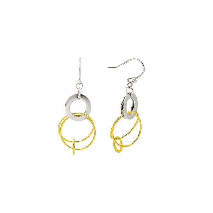 18k Gold Plated Two Tone Silver Eclipes Earrings view 5