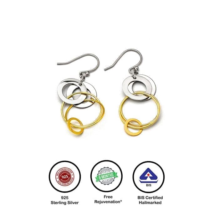 18k Gold Plated Two Tone Silver Eclipes Earrings view 6