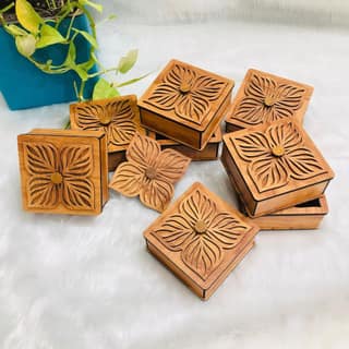 NAVRANG Wooden Jewelry and Decor Boxes, Gift Boxes for Home Small Return Gifts Box Empty Container for Dry Fruits Return Gift