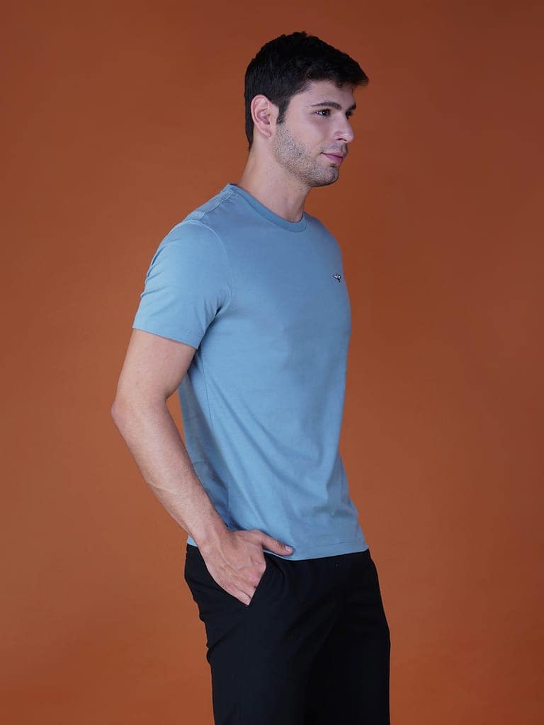 Men's Casual Cotton Jersey Tee Blue view 4