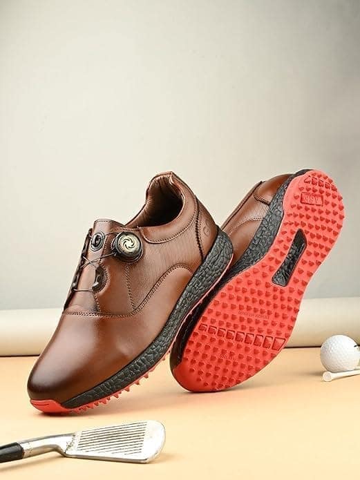 HITCARO Men's Proffessional Leather Golf Shoes | Lace-Up | Waterproof | Comfortable | Breathable view 4