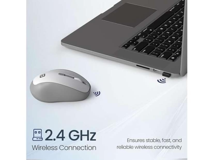 Portronics Toad 34 Wireless Mouse (White) with 2.4 GHz Wireless, Adjustable Sensitivity, USB Receiver, Ergonomic Design, for Laptops, Desktops PC, Mac view 2
