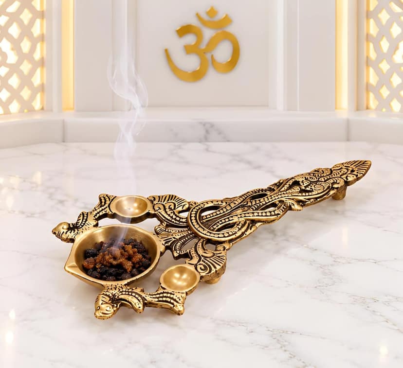 Brass Kapoor Dani for Pooja | Traditional Brass Camphor Burner | Decorative Kapoor Holder for Home Temple, Aarti, Daily Puja & Religious Rituals view 2