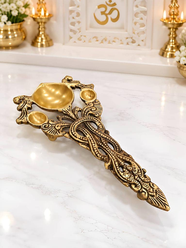 Brass Kapoor Dani for Pooja | Traditional Brass Camphor Burner | Decorative Kapoor Holder for Home Temple, Aarti, Daily Puja & Religious Rituals view 3