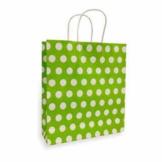 Green Polka Dot Printed Party Paper Gift Bags, Ideal For Kids Birthday Party, Wedding Party, Office Party, Christmas Party & Festive Holiday Party (Size: 9.4 x 8.3 x 3 inch) - 24