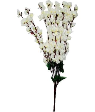 YUTIRITI Orchids White Artificial Flowers Bunch - Pack of 1