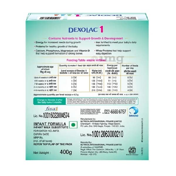 Dexolac Stage 1 Infant Formula Powder 400 Gms view 2