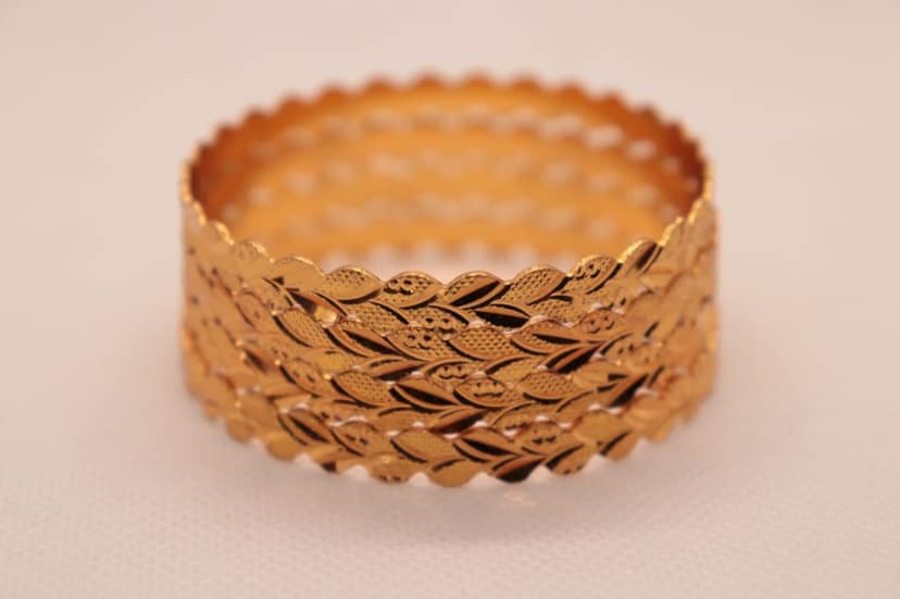 Gold Textured Bangle Set of 2 view 2