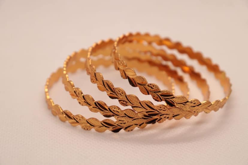 Gold Textured Bangle Set of 2 view 3