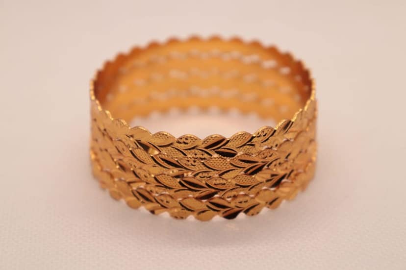 Gold Textured Bangle Set of 2 view 4