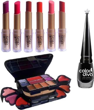 Adbeni Eyeliner With Makeup Kit & Lipstick Makeup Kit Pack of 8 33