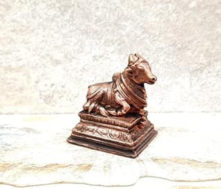 Searchers Paradise - Copper Idols Nandhi, 2 inches, Copper Handmade 152 Grams, Patina Antique Finish, Pack of 1 Piece