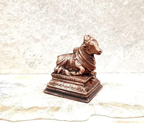Searchers Paradise - Copper Idols Nandhi, 2 inches, Copper Handmade 152 Grams, Patina Antique Finish, Pack of 1 Piece