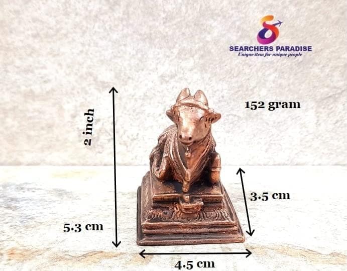 Searchers Paradise - Copper Idols Nandhi, 2 inches, Copper Handmade 152 Grams, Patina Antique Finish, Pack of 1 Piece view 2