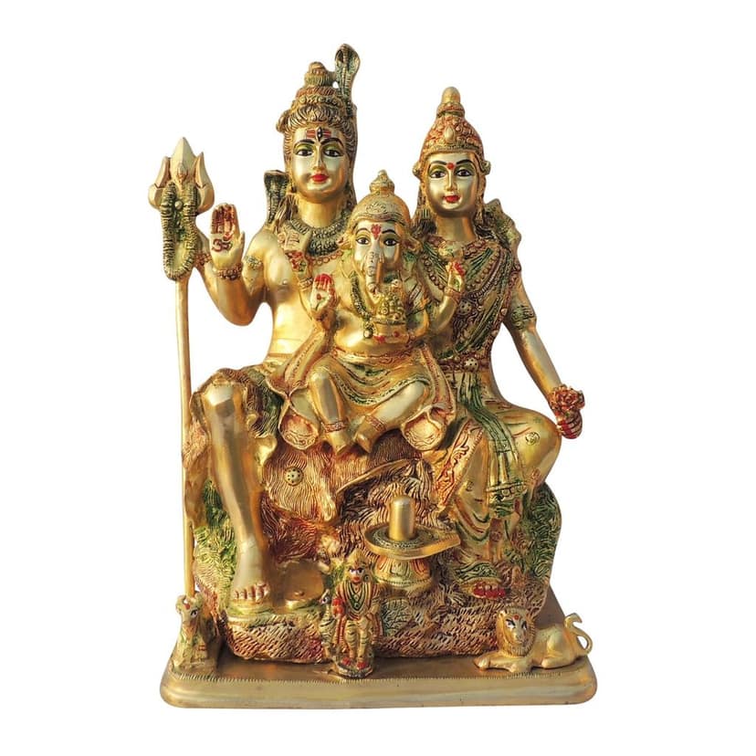 Brass Shiv Parivar Statue - Pooja Room Decor, Height : 16.5 Inch (BSMAS493 I) view 2