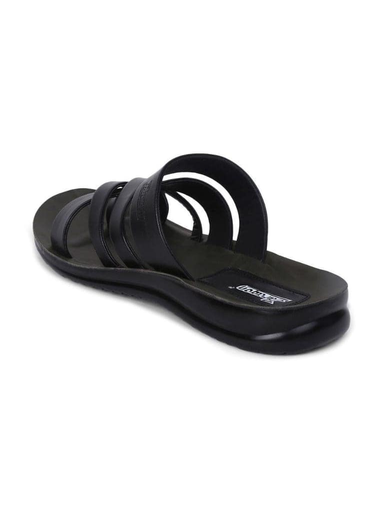 Men's Black Open Toe Rexine Flip Flops view 2