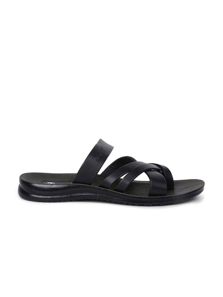 Men's Black Open Toe Rexine Flip Flops view 3