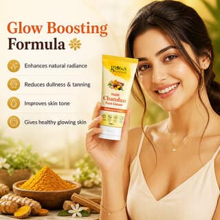 (Set of 2) Globus Naturals Haldi Chandan Glow Cream, For Glowing Skin, Helps Remove Tan, Dirt Excess Oil, 50g view 2