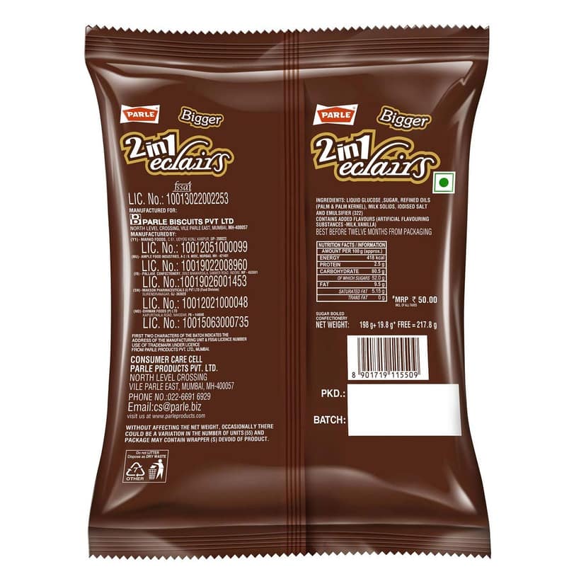 Parle Bigger 2In1 Eclairs, 198G view 2