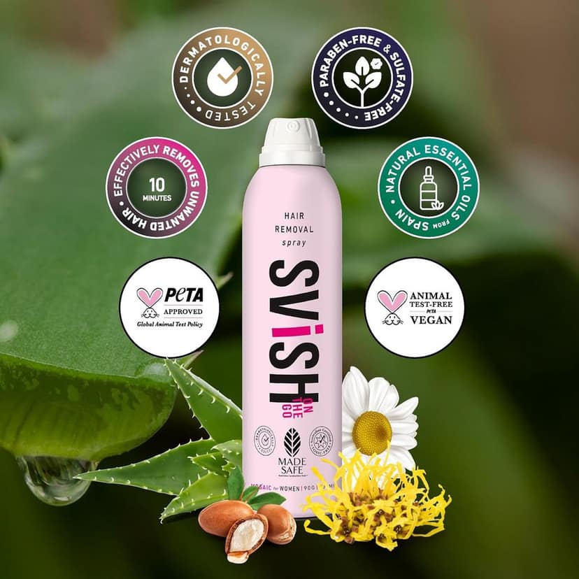 Svish On The Go Hair Removal Spray for Women Pack of 1(100ml)| Made Safe Certified |Painless Body Hair Removal Cream Spray For Hands,Legs & Under Arms & Intimate Areas |Post Hair Removal Cream view 3